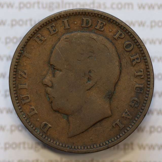 Moeda 20 Réis Bronze (XX Réis) 1884 (BC) - Rei D. LUIS I - World Coins Portugal KM527