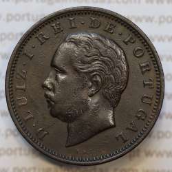 Moeda 20 Réis Bronze (XX Réis) 1885 (MBC+) - Rei D. LUIS I - World Coins Portugal KM527