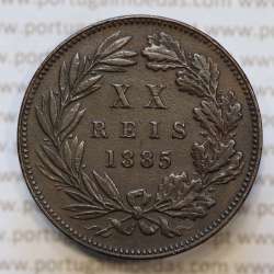 Moeda 20 Réis Bronze (XX Réis) 1885 (MBC+) - Rei D. LUIS I - World Coins Portugal KM527