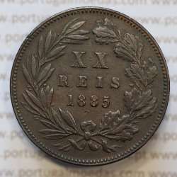 Moeda 20 Réis Bronze (XX Réis) 1885 (MBC+) - Rei D. LUIS I - World Coins Portugal KM527