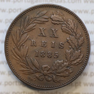 Moeda 20 Réis Bronze (XX Réis) 1885 (MBC+) - Rei D. LUIS I - World Coins Portugal KM527