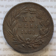 Moeda 20 Réis Bronze (XX Réis) 1885 (MBC+) - Rei D. LUIS I - World Coins Portugal KM527