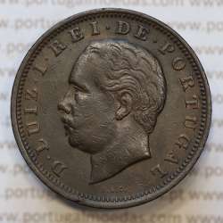 Moeda 20 Réis Bronze (XX Réis) 1885 (MBC+) - Rei D. LUIS I - World Coins Portugal KM527