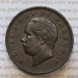 Moeda 20 Réis Bronze (XX Réis) 1885 (MBC+) - Rei D. LUIS I - World Coins Portugal KM527