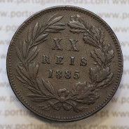 Moeda 20 Réis Bronze (XX Réis) 1885 (MBC+) - Rei D. LUIS I - World Coins Portugal KM527