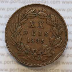 Moeda 20 Réis Bronze (XX Réis) 1885 (MBC+) - Rei D. LUIS I - World Coins Portugal KM527