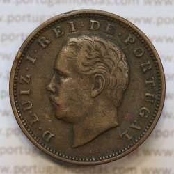 Moeda 20 Réis Bronze (XX Réis) 1885 (MBC+) - Rei D. LUIS I - World Coins Portugal KM527