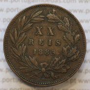 Moeda 20 Réis Bronze (XX Réis) 1885 (MBC+) - Rei D. LUIS I - World Coins Portugal KM527