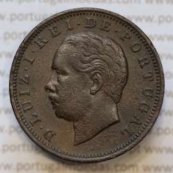 Moeda 20 Réis Bronze (XX Réis) 1885 (MBC+) - Rei D. LUIS I - World Coins Portugal KM527