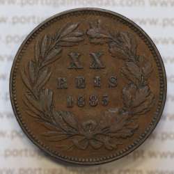Moeda 20 Réis Bronze (XX Réis) 1885 (MBC+) - Rei D. LUIS I - World Coins Portugal KM527