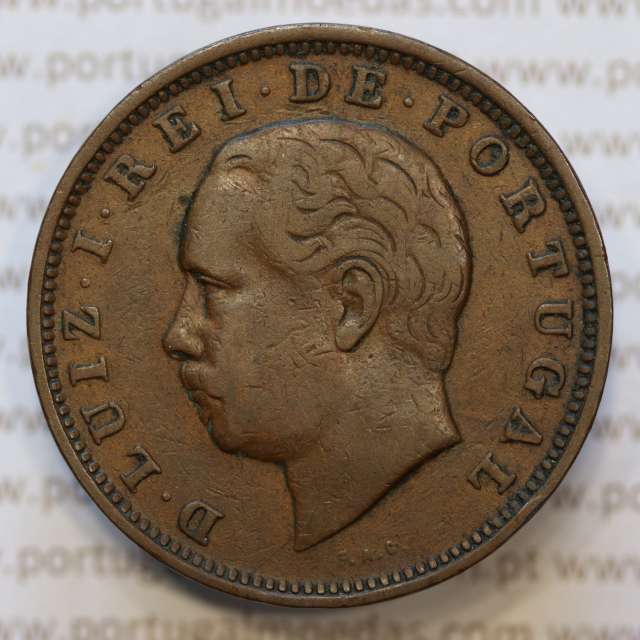 Moeda 20 Réis Bronze (XX Réis) 1885 (MBC) - Rei D. LUIS I - World Coins Portugal KM527