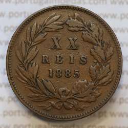 Moeda 20 Réis Bronze (XX Réis) 1885 (MBC) - Rei D. LUIS I - World Coins Portugal KM527