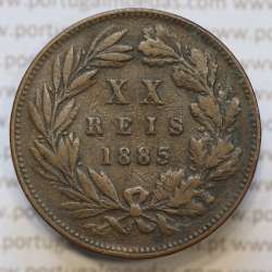 Moeda 20 Réis Bronze (XX Réis) 1885 (MBC) - Rei D. LUIS I - World Coins Portugal KM527