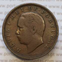 Moeda 20 Réis Bronze (XX Réis) 1885 (MBC-) - Rei D. LUIS I - World Coins Portugal KM527