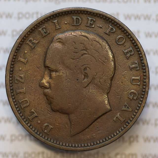 Moeda 20 Réis Bronze (XX Réis) 1885 (MBC-) - Rei D. LUIS I - World Coins Portugal KM527