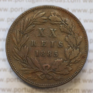 Moeda 20 Réis Bronze (XX Réis) 1885 (MBC-) - Rei D. LUIS I - World Coins Portugal KM527