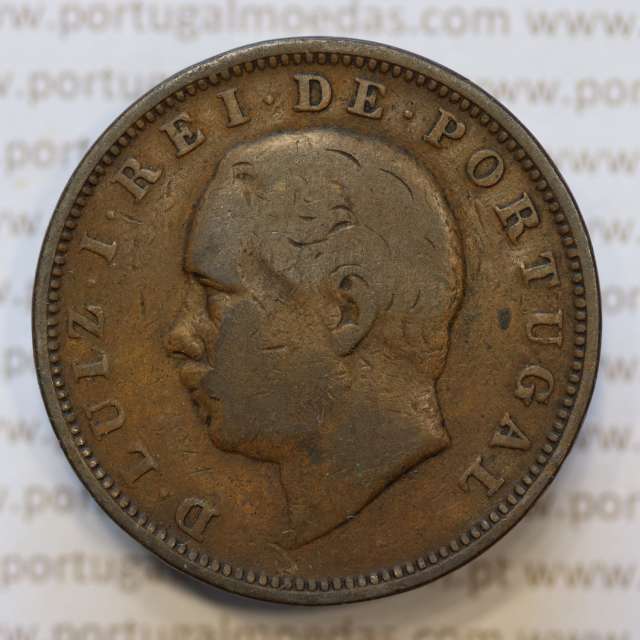 Moeda 20 Réis Bronze (XX Réis) 1885 (MBC) - Rei D. LUIS I - World Coins Portugal KM527