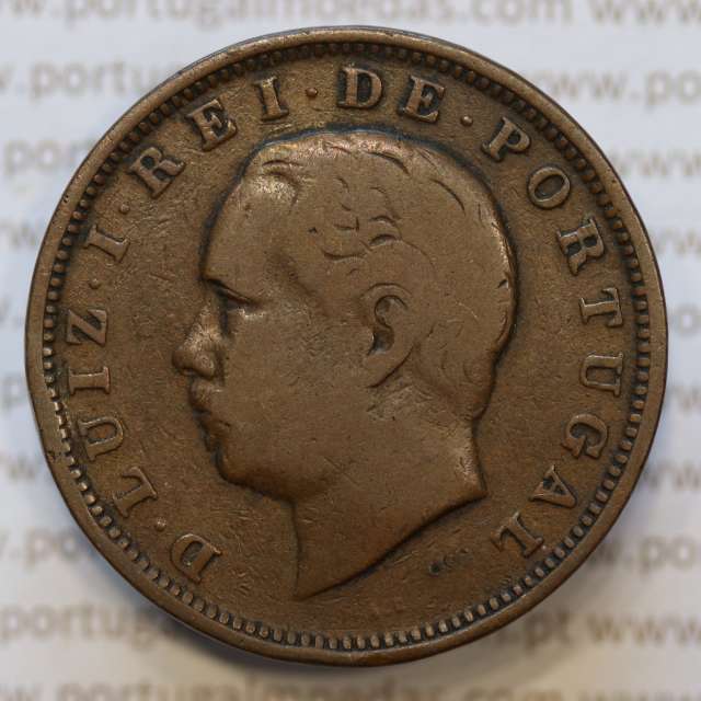Moeda 20 Réis Bronze (XX Réis) 1885 (MBC) - Rei D. LUIS I - World Coins Portugal KM527