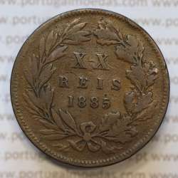 Moeda 20 Réis Bronze (XX Réis) 1885 (BC) - Rei D. LUIS I - World Coins Portugal KM527