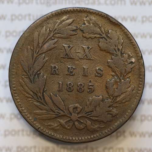 Moeda 20 Réis Bronze (XX Réis) 1885 (BC) - Rei D. LUIS I - World Coins Portugal KM527