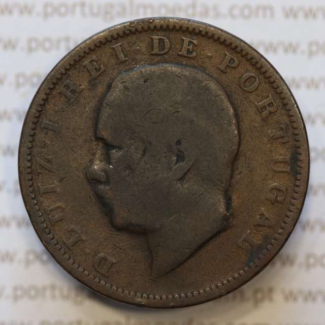 Moeda 20 Réis Bronze (XX Réis) 1885 (BC) - Rei D. LUIS I - World Coins Portugal KM527