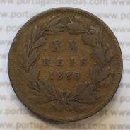 Moeda 20 Réis Bronze (XX Réis) 1885 (BC) - Rei D. LUIS I - World Coins Portugal KM527