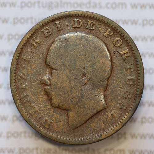 Moeda 20 Réis Bronze (XX Réis) 1885 (BC) - Rei D. LUIS I - World Coins Portugal KM527