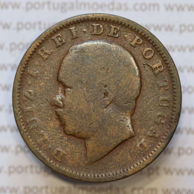 Moeda 20 Réis Bronze (XX Réis) 1885 (BC) - Rei D. LUIS I - World Coins Portugal KM527
