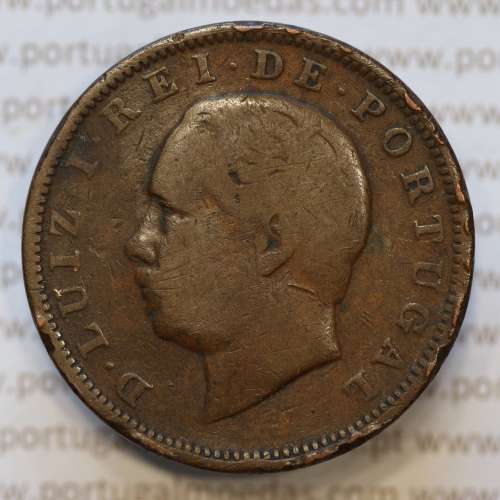 Moeda 20 Réis Bronze (XX Réis) 1885 (BC) - Rei D. LUIS I - World Coins Portugal KM527