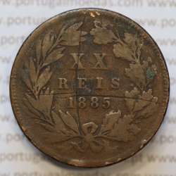 Moeda 20 Réis Bronze (XX Réis) 1885 (BC) - Rei D. LUIS I - World Coins Portugal KM527 Moeda 20 Réis Bronze (XX Réis) 1885 (BC) - Rei D. LUIS I - World Coins Portugal KM527