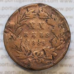 Moeda 20 Réis Bronze (XX Réis) 1885 (BC-) - Rei D. LUIS I - World Coins Portugal KM527