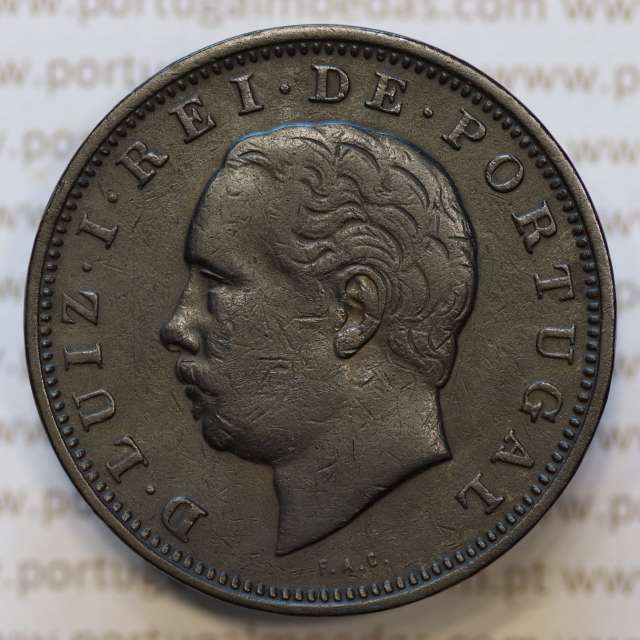 Moeda 20 Réis Bronze (XX Réis) 1886 (MBC) - Rei D. LUIS I - World Coins Portugal KM527