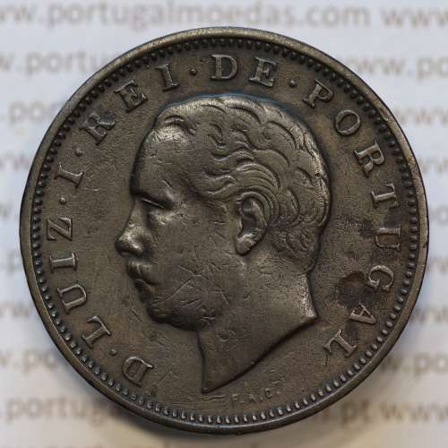Moeda 20 Réis Bronze (XX Réis) 1886 (MBC) - Rei D. LUIS I - World Coins Portugal KM527