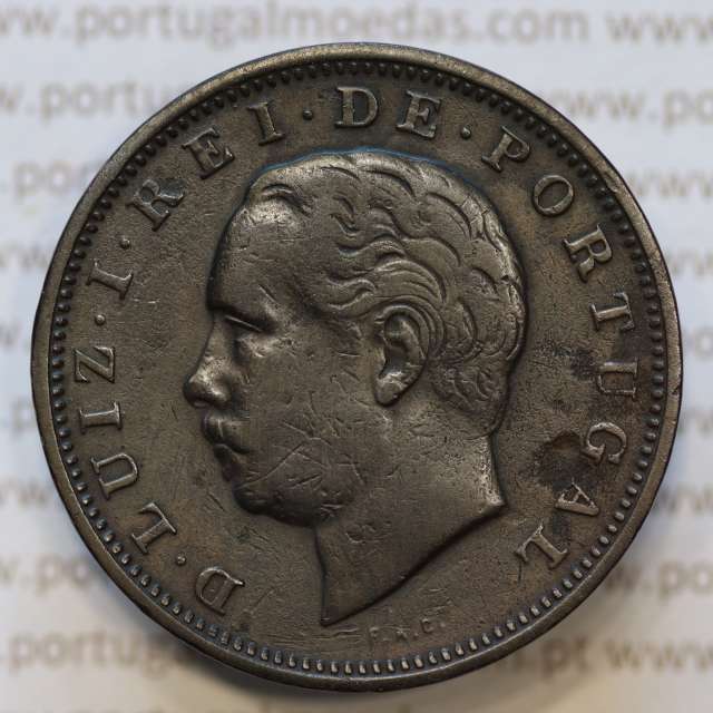 Moeda 20 Réis Bronze (XX Réis) 1886 (MBC) - Rei D. LUIS I - World Coins Portugal KM527