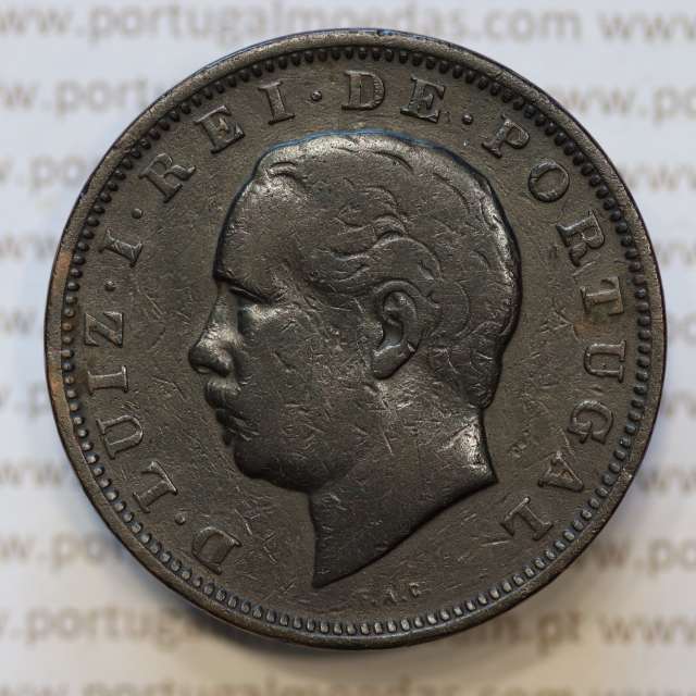 Moeda 20 Réis Bronze (XX Réis) 1886 (MBC) - Rei D. LUIS I - World Coins Portugal KM527