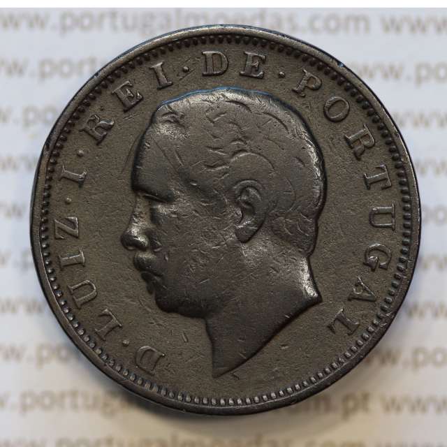 Moeda 20 Réis Bronze (XX Réis) 1886 (MBC) - Rei D. LUIS I - World Coins Portugal KM527