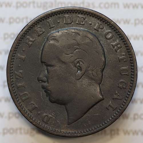 Moeda 20 Réis Bronze (XX Réis) 1886 (MBC) - Rei D. LUIS I - World Coins Portugal KM527
