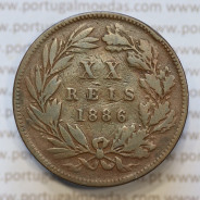 Moeda 20 Réis Bronze (XX Réis) 1886 (MBC) - Rei D. LUIS I - World Coins Portugal KM527