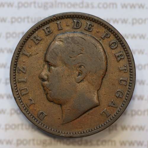Moeda 20 Réis Bronze (XX Réis) 1886 (MBC-) - Rei D. LUIS I - World Coins Portugal KM527