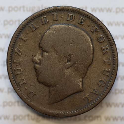 Moeda 20 Réis Bronze (XX Réis) 1886 (BC) - Rei D. LUIS I - World Coins Portugal KM527