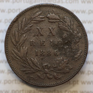 Moeda 20 Réis Bronze (XX Réis) 1886 (BC) - Rei D. LUIS I - World Coins Portugal KM527