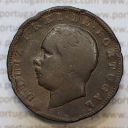 Moeda 20 Réis Bronze (XX Réis) 1886 (BC- / REG) - Rei D. LUIS I - World Coins Portugal KM527