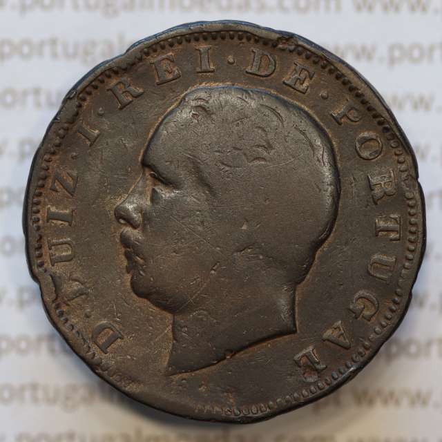 Moeda 20 Réis Bronze (XX Réis) 1886 (BC- / REG) - Rei D. LUIS I - World Coins Portugal KM527