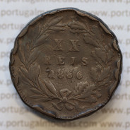 Moeda 20 Réis Bronze (XX Réis) 1886 (BC- / REG) - Rei D. LUIS I - World Coins Portugal KM527