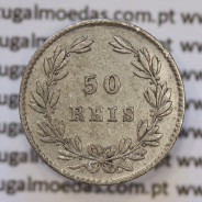Moeda 50 Réis Prata 1863 ou Meio Tostão Prata 1863 (MBC+) - Rei D. LUIS I - World Coins Portugal KM 506