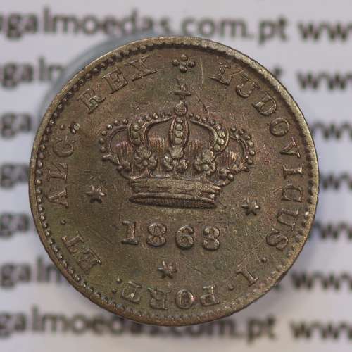 Moeda 50 Réis Prata 1863 ou Meio Tostão Prata 1863 (MBC) - Rei D. LUIS I - World Coins Portugal KM 506