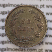 Moeda 50 Réis Prata 1863 ou Meio Tostão Prata 1863 (MBC) - Rei D. LUIS I - World Coins Portugal KM 506