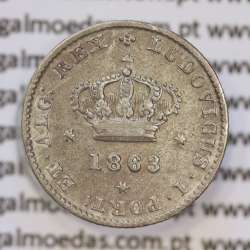 Moeda 50 Réis Prata 1863 ou Meio Tostão Prata 1863 (MBC) - Rei D. LUIS I - World Coins Portugal KM 506