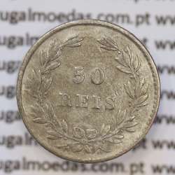 Moeda 50 Réis Prata 1863 ou Meio Tostão Prata 1863 (MBC) - Rei D. LUIS I - World Coins Portugal KM 506