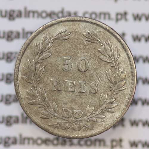 Moeda 50 Réis Prata 1863 ou Meio Tostão Prata 1863 (MBC) - Rei D. LUIS I - World Coins Portugal KM 506